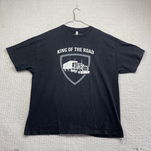 Vintage Y2K Semi Trucks Kings Of The Road Trucker Shirt 2XL Black Short Sleeve - Picture 1 of 11